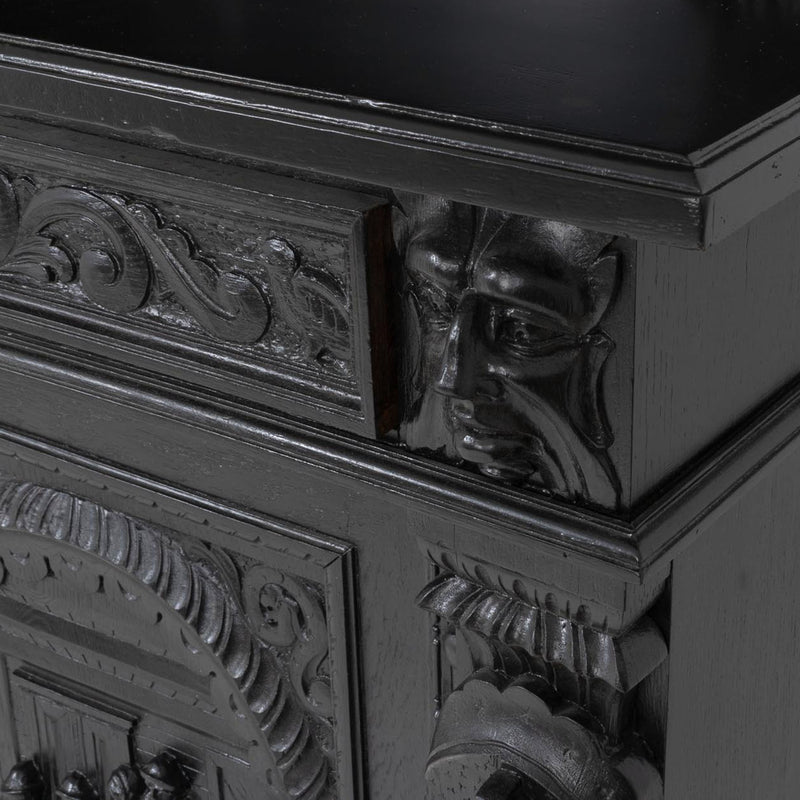 Carved Oak Flemish Hunters Cabinet with Grandiose Baroque/ Gothic Style Carvings