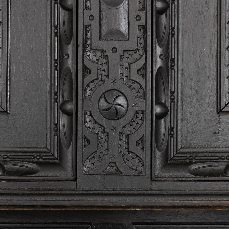 Carved Oak Flemish Hunters Cabinet with Grandiose Baroque/ Gothic Style Carvings