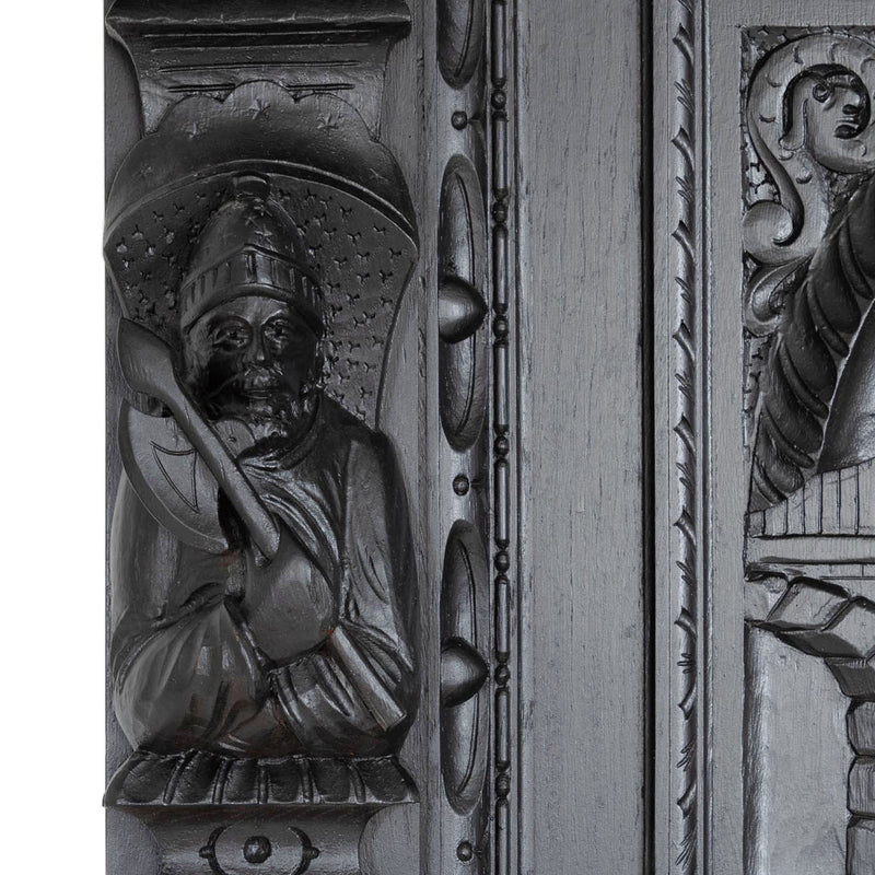 Carved Oak Flemish Hunters Cabinet with Grandiose Baroque/ Gothic Style Carvings