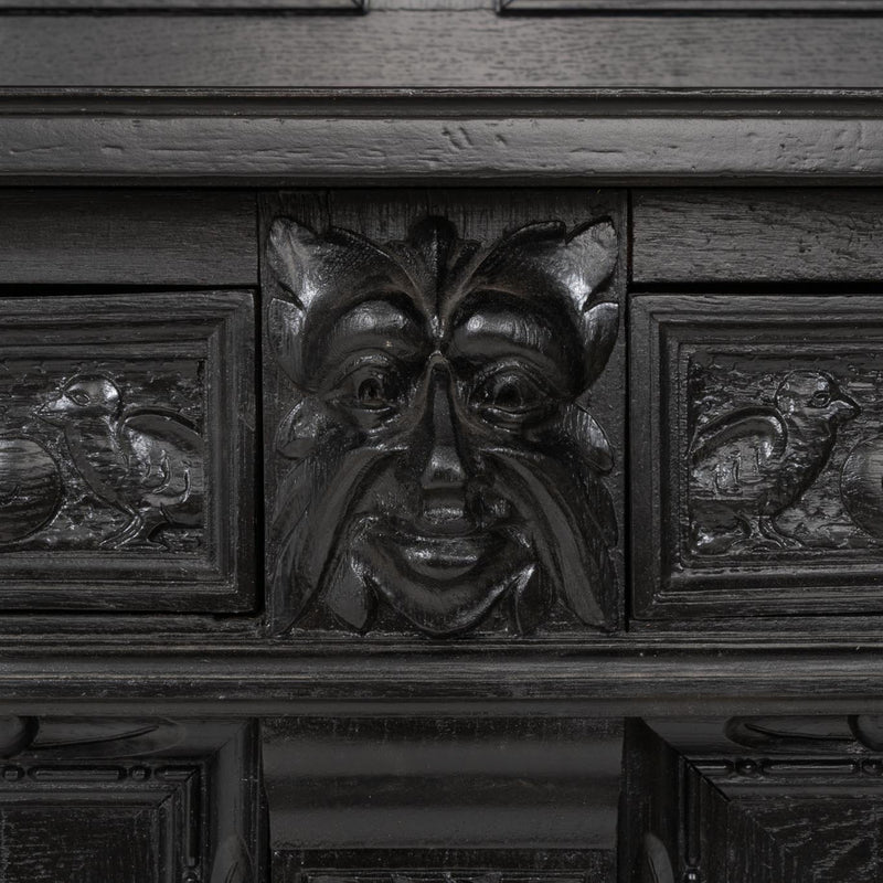 Carved Oak Flemish Hunters Cabinet with Grandiose Baroque/ Gothic Style Carvings