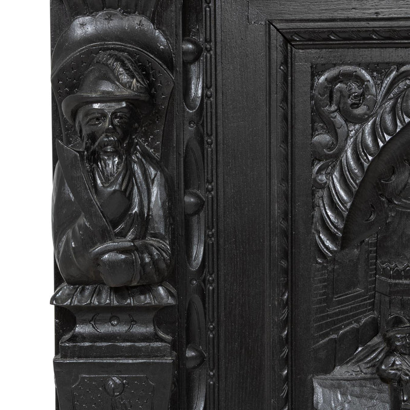 Carved Oak Flemish Hunters Cabinet with Grandiose Baroque/ Gothic Style Carvings