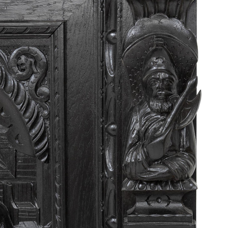 Carved Oak Flemish Hunters Cabinet with Grandiose Baroque/ Gothic Style Carvings