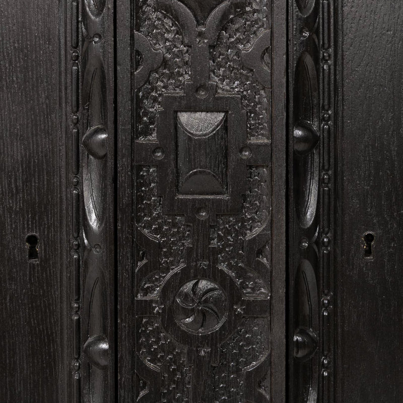 Carved Oak Flemish Hunters Cabinet with Grandiose Baroque/ Gothic Style Carvings