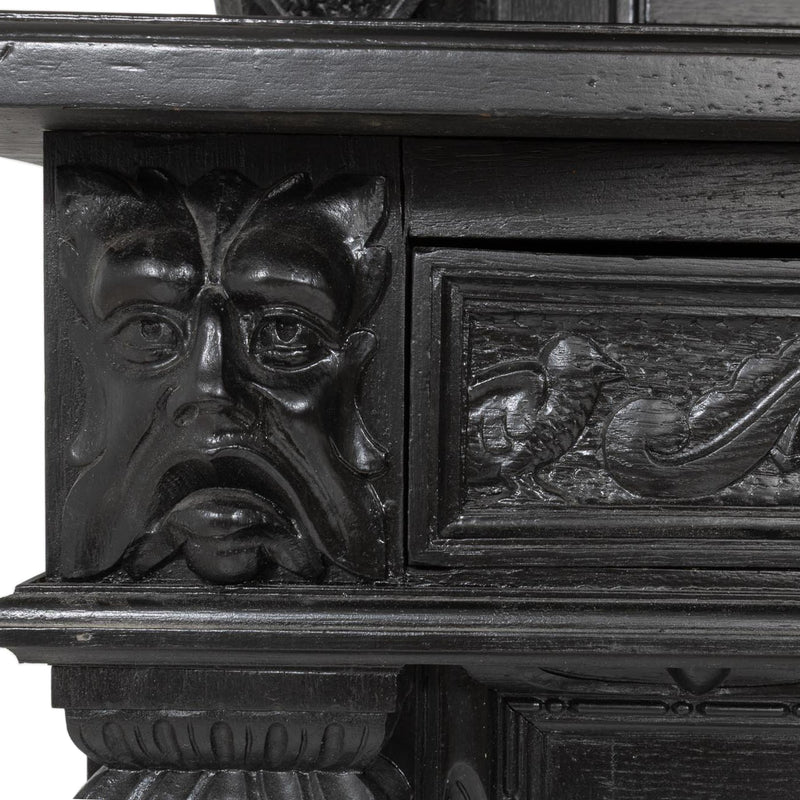 Carved Oak Flemish Hunters Cabinet with Grandiose Baroque/ Gothic Style Carvings