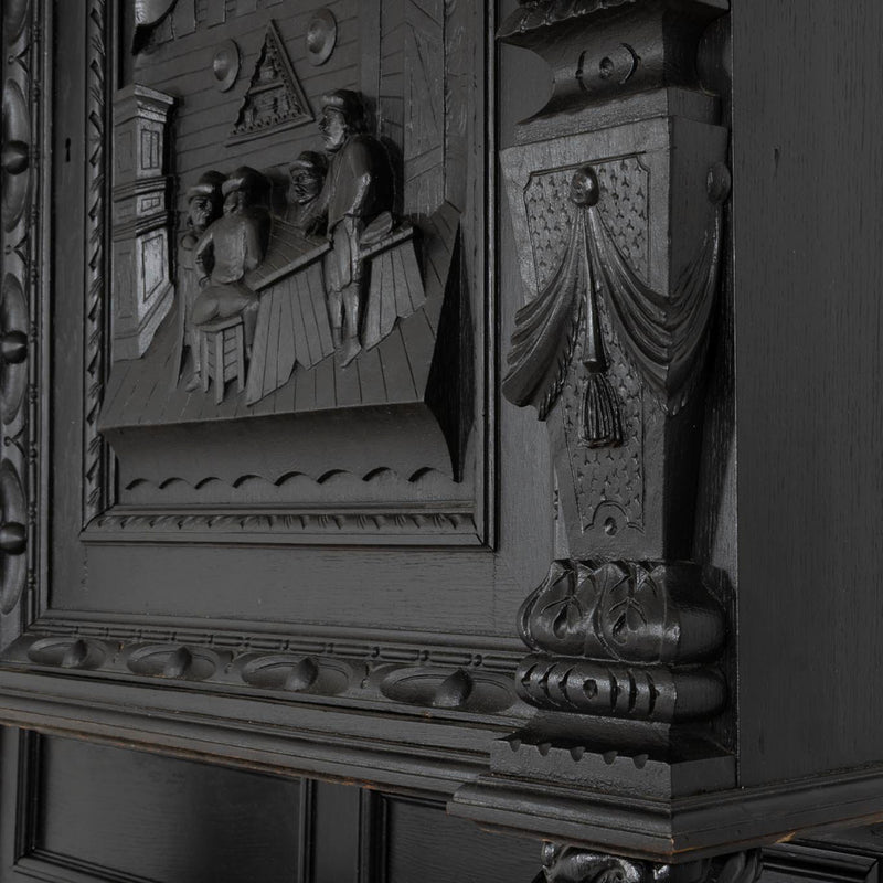 Carved Oak Flemish Hunters Cabinet with Grandiose Baroque/ Gothic Style Carvings