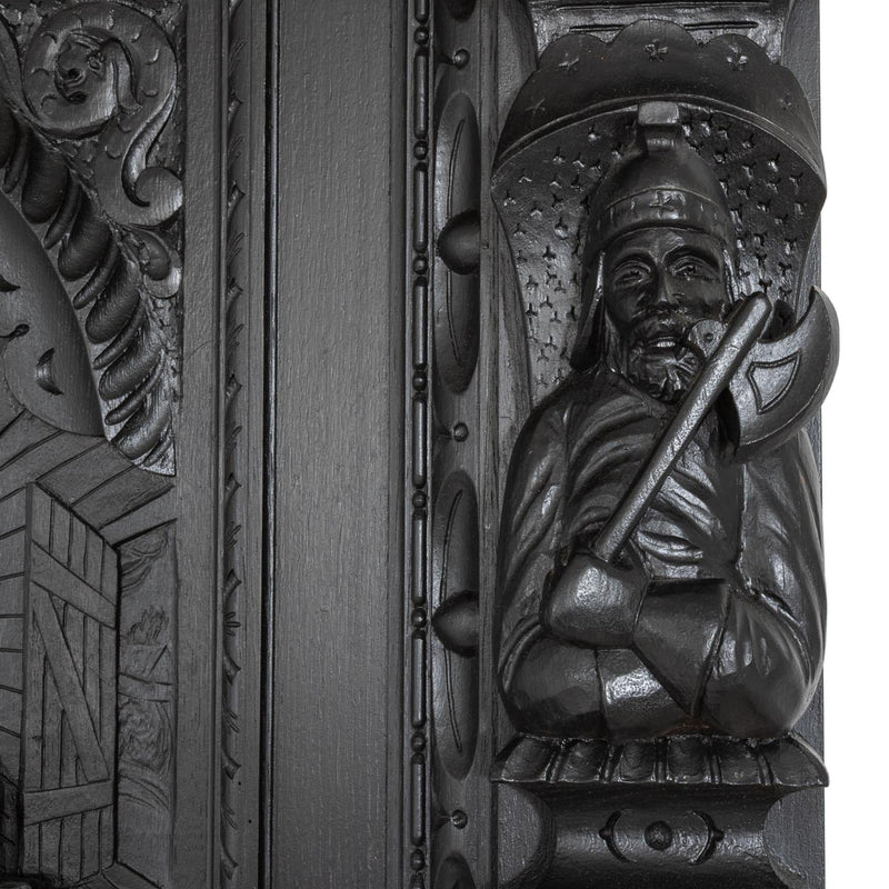 Carved Oak Flemish Hunters Cabinet with Grandiose Baroque/ Gothic Style Carvings