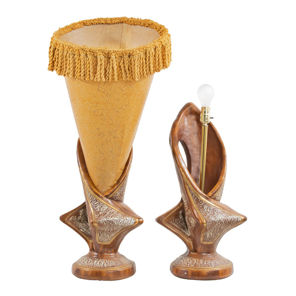 Ceramic and Fiberglass Eames Era Trumpet Lamps (Pair)