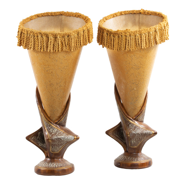 Ceramic and Fiberglass Eames Era Trumpet Lamps (Pair)