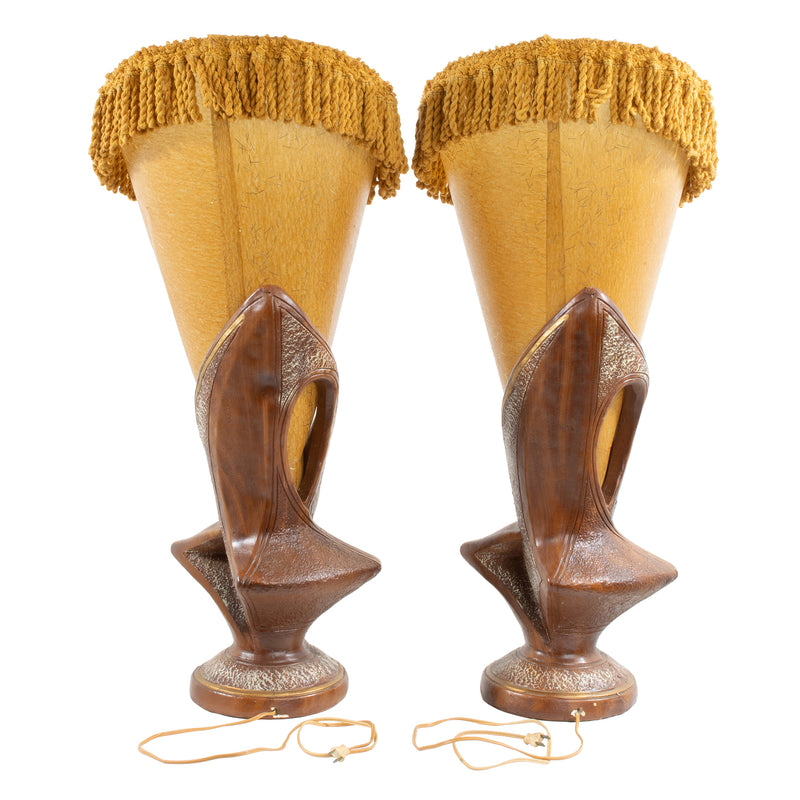 Ceramic and Fiberglass Eames Era Trumpet Lamps (Pair)