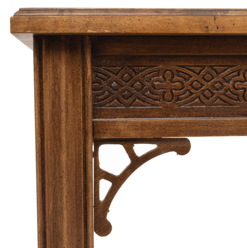 Chinese Chippendale Style Glass Top Nesting Tables (Set of 2)