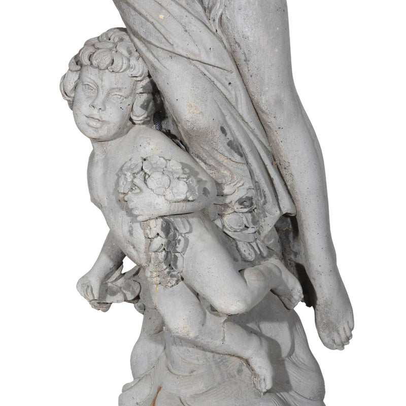 Concrete Greco Roman Goddess Garden Statue on Base (As Is)