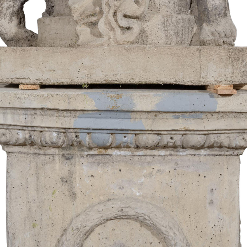 Concrete "Putti with Vase" Garden Statue on Base (As Is)