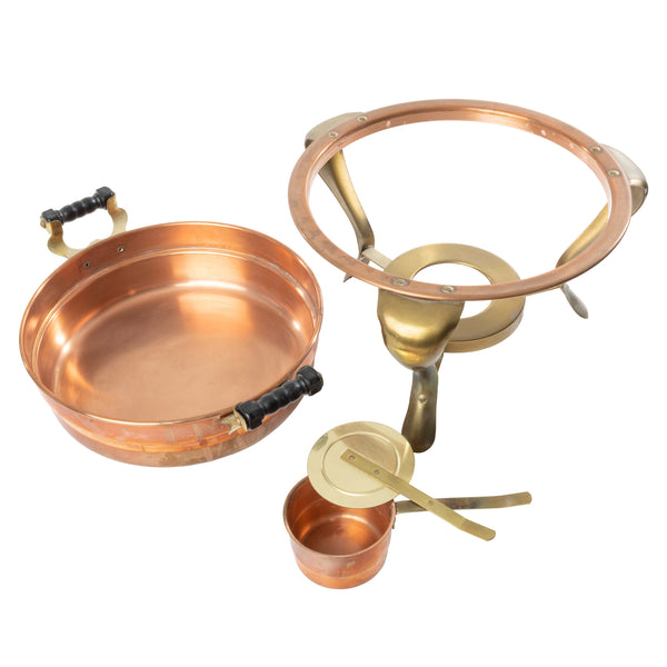 Copper/ Brass Chafing Dish, Stand and Fuel Chamber