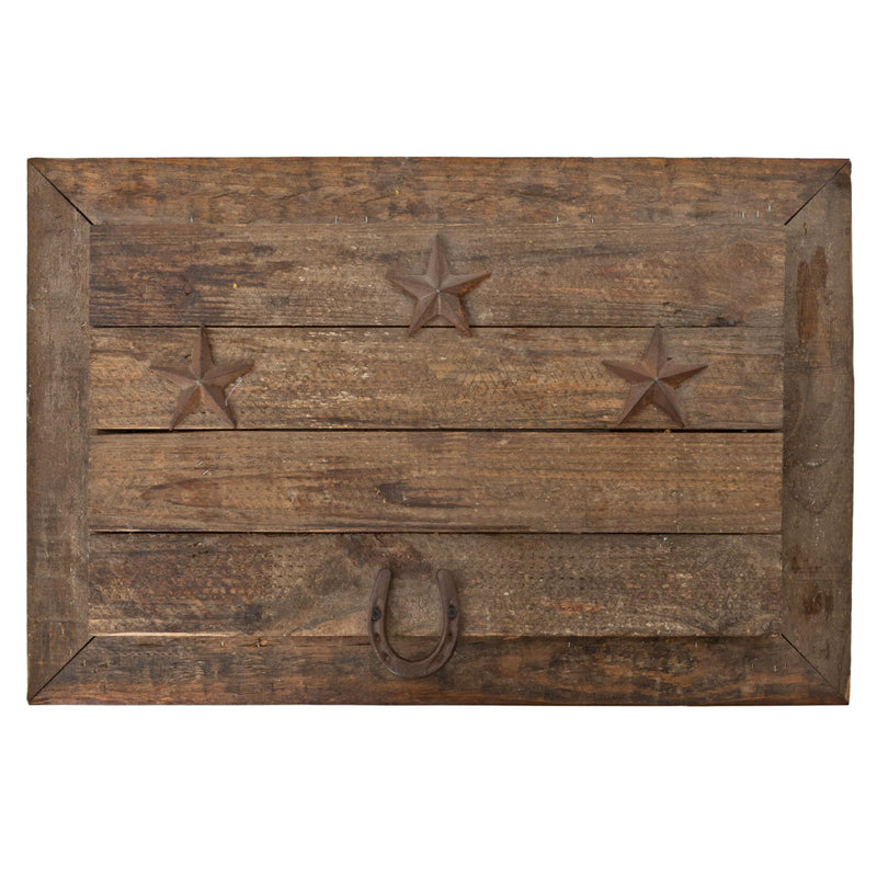 Custom Aluminum Lined Barn Wood Cooler w/ Hinged Top & Iron Texas Stars