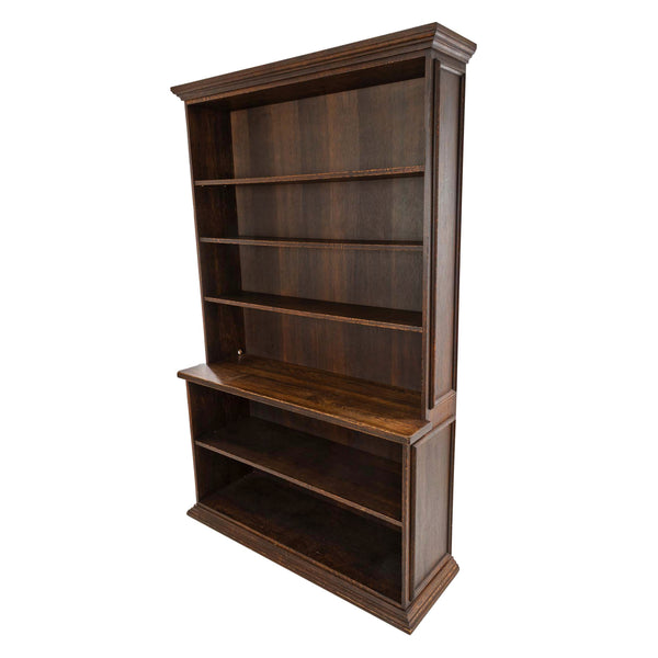 Custom Oak Open Bookcase/ Hutch with Molded Crown and Adjustable Shelves