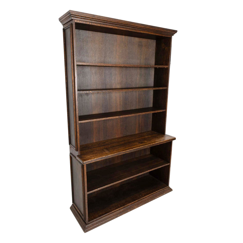 Custom Oak Open Bookcase/ Hutch with Molded Crown and Adjustable Shelves
