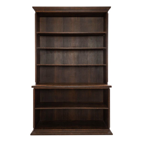 Custom Oak Open Bookcase/ Hutch with Molded Crown and Adjustable Shelves