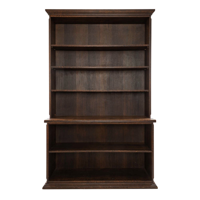 Custom Oak Open Bookcase/ Hutch with Molded Crown and Adjustable Shelves