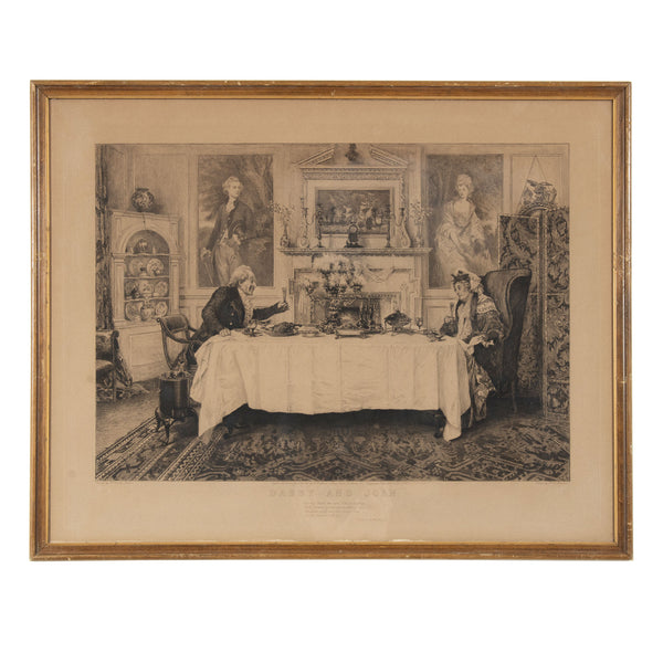 Framed Etching Print by W.H. Boucher of "Darby and Joan." by W. Dendy Sadler