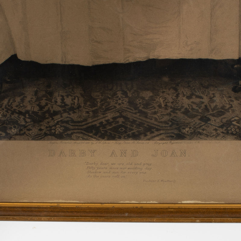 Framed Etching Print by W.H. Boucher of "Darby and Joan." by W. Dendy Sadler