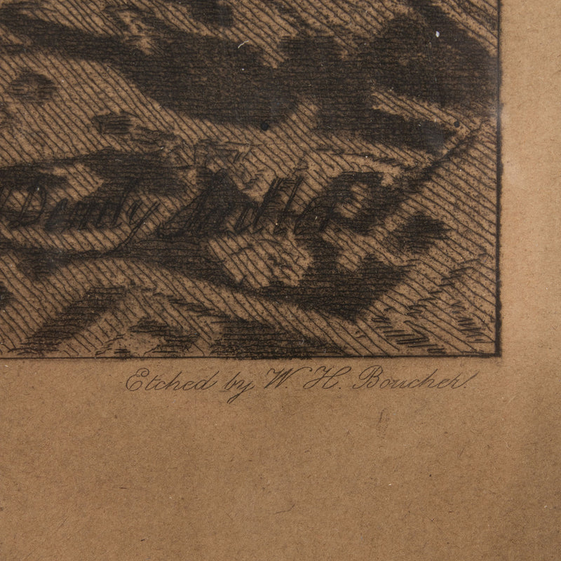 Framed Etching Print by W.H. Boucher of "Darby and Joan." by W. Dendy Sadler