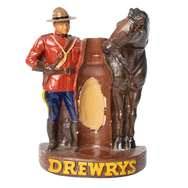 Drewrys Beer Chalkware Advertisement with Bottle (2pcs.)