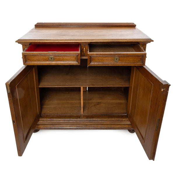 Dutch Oak Sideboard with Geometric Gothic Carved Panels