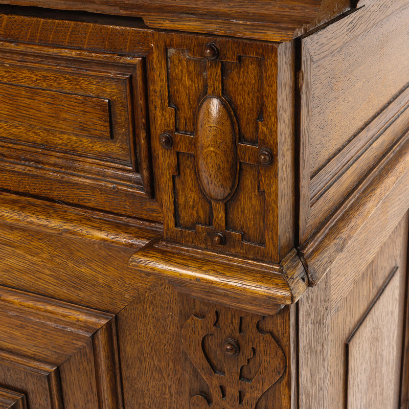 Dutch Oak Sideboard with Geometric Gothic Carved Panels