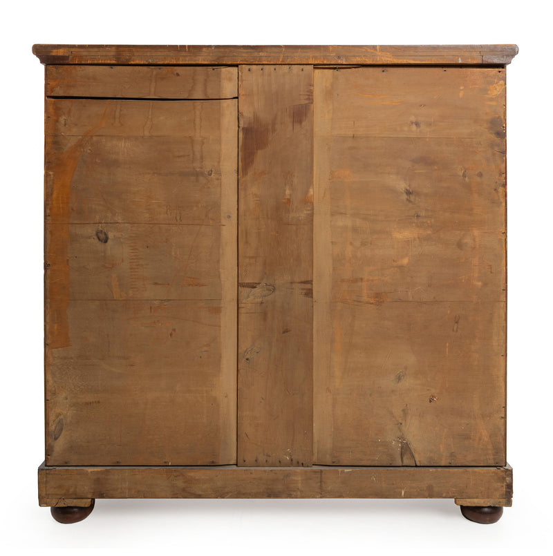 English Mahogany Chest of Drawers w/ Dovetailed Oak Lined Drawers and Plinth Base on Bun Feet