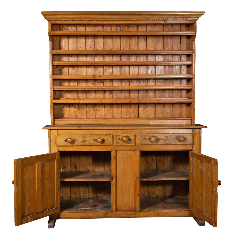English Victorian Pine Welsh Dresser