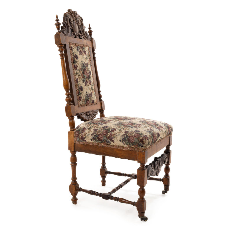 English Victorian Rosewood Occasional Chair w/ Carved Crest