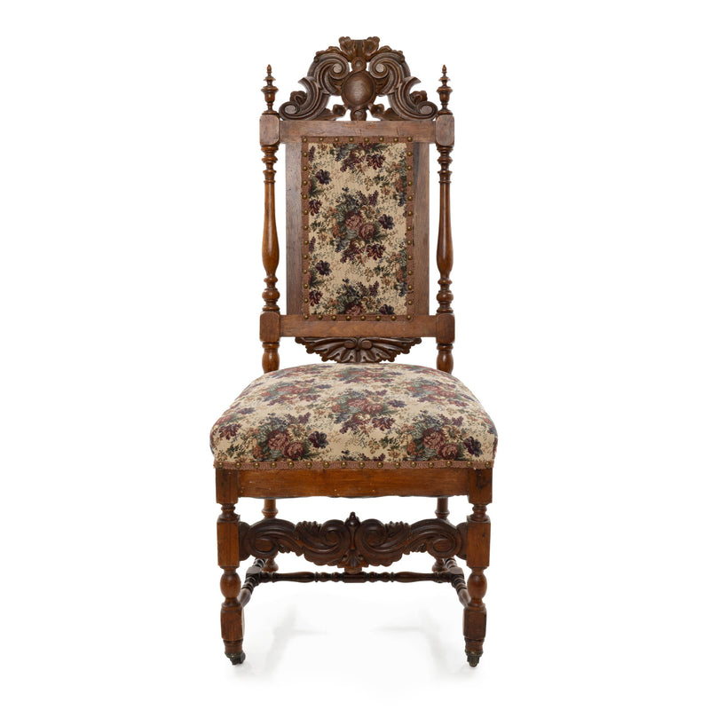 English Victorian Rosewood Occasional Chair w/ Carved Crest