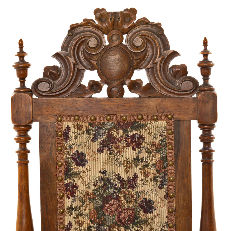 English Victorian Rosewood Occasional Chair w/ Carved Crest