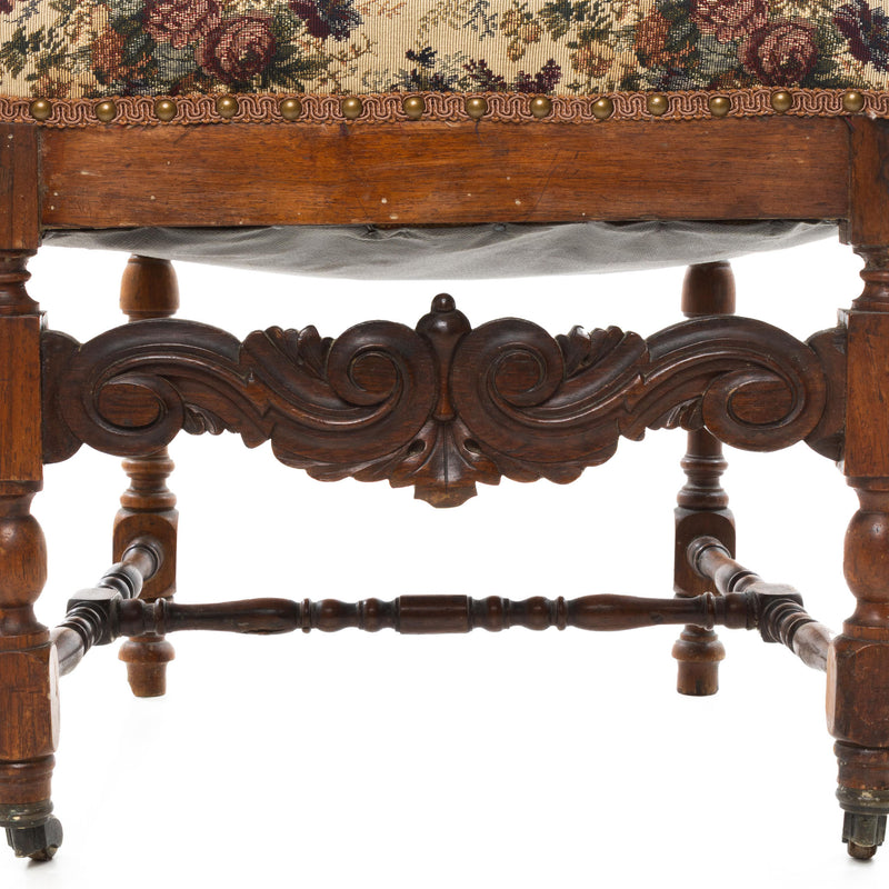 English Victorian Rosewood Occasional Chair w/ Carved Crest