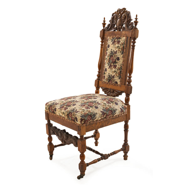 English Victorian Rosewood Occasional Chair w/ Carved Crest