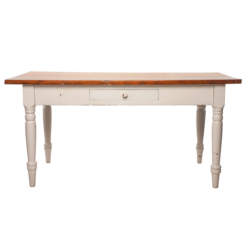 Farm Table with White Painted Base