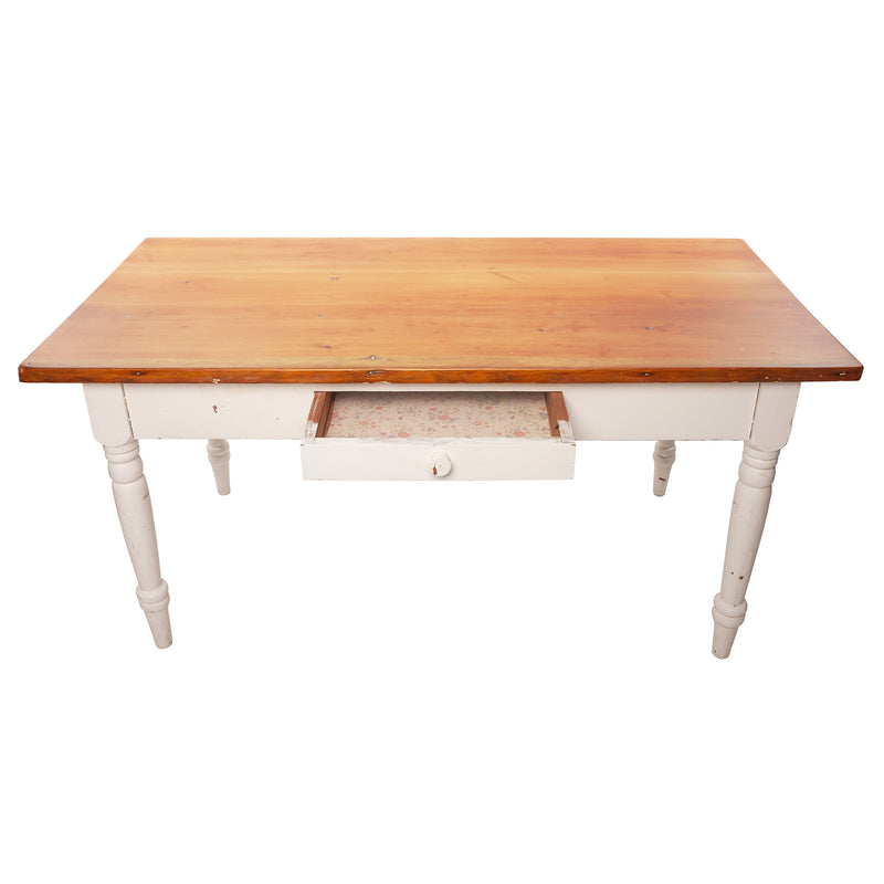 Farm Table with White Painted Base