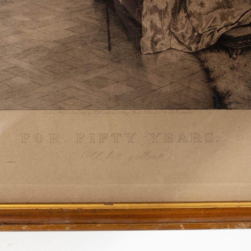 Framed Etching Print by W.H. Boucher of "For Fifty Years. (Old, but gallant)" by W. Dendy Sadler