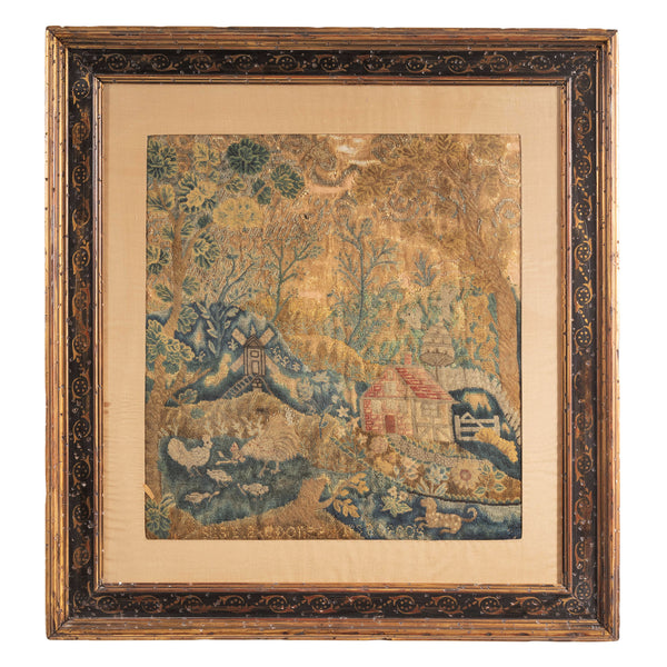 Framed Farm Scene Tapestry (As Is)