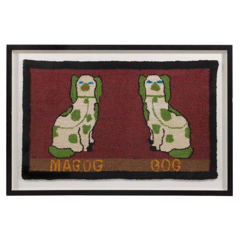 Framed Hand Hooked "Magog & Gog" Rug