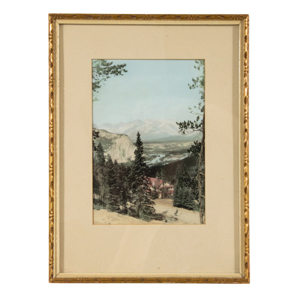 Framed Hand Tinted Photograph of Prince of Wales Hotel Waterton, AB