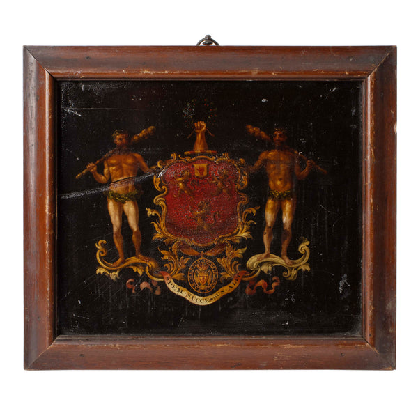 Framed Image of Crest with Men Surrounding Emblem of Nova Scotia