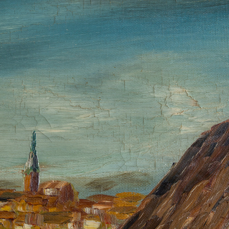 Framed Oil Painting of European Cityscape by R. Ditlef