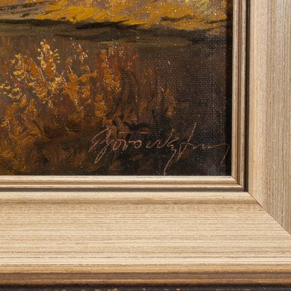 Framed Oil Painting on Canvas of Autumn Landscape w/ Shack