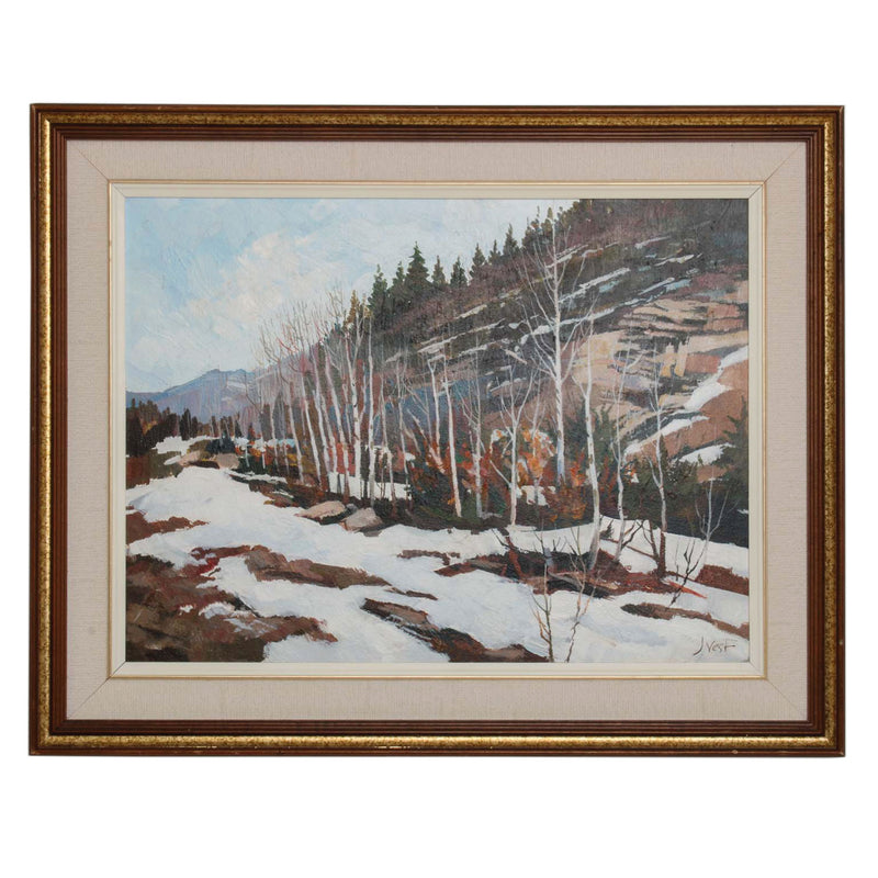 Framed & Matted Acrylic Painting on Board "Off David Thompson Highway Alta." by Jim Vest