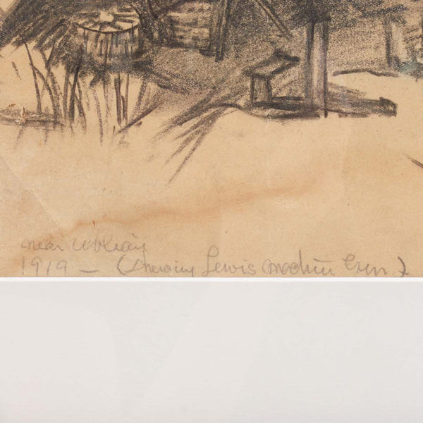 Framed & Matted Chalk Pastel Drawing "Sergeant's Tent at 105-co C.L.C. near Albion France" by Ken Thomas