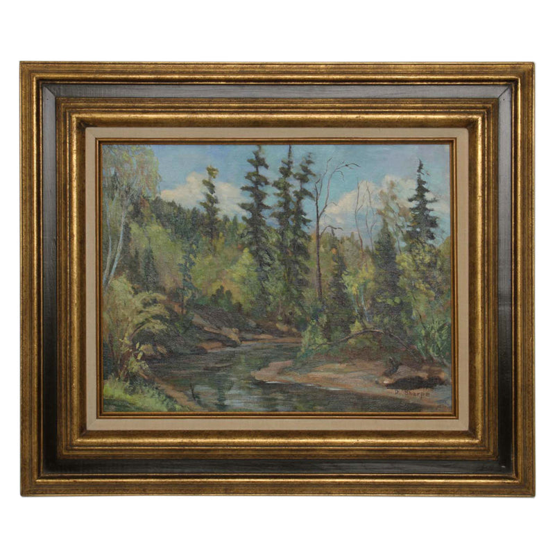 Framed & Matted Oil Painting on Board "Whitemud Creek/ Spring" by Don Sharpe