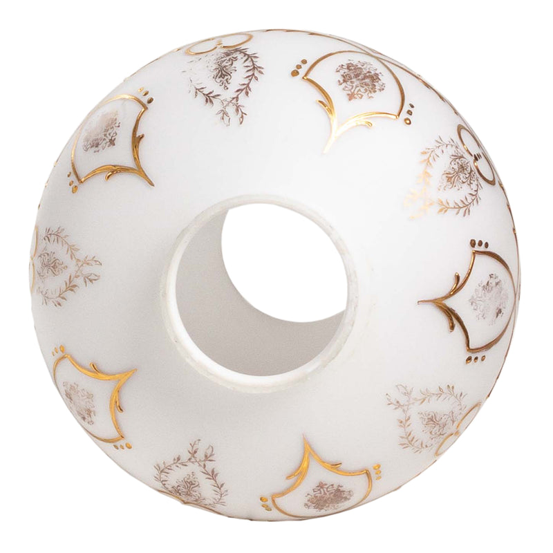 Frosted Glass Swag Lampshade with Ornate Gold Design