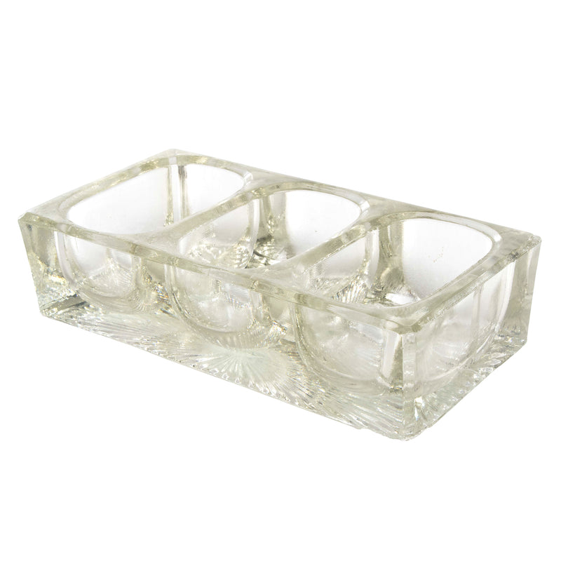 Glass Triple Section Desk Caddy/ Trinket Tray (As Is)