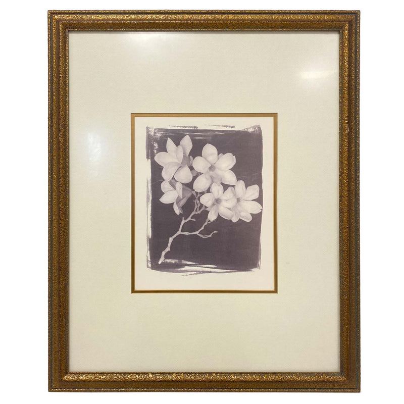 Gold Framed & Matted "Magnolia Twig and Flower" Photo Prints (Pair)